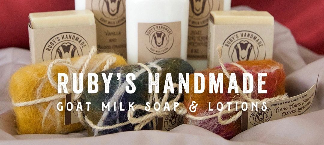 Ruby's Handmade Goat Milk Soap and Lotions product display
